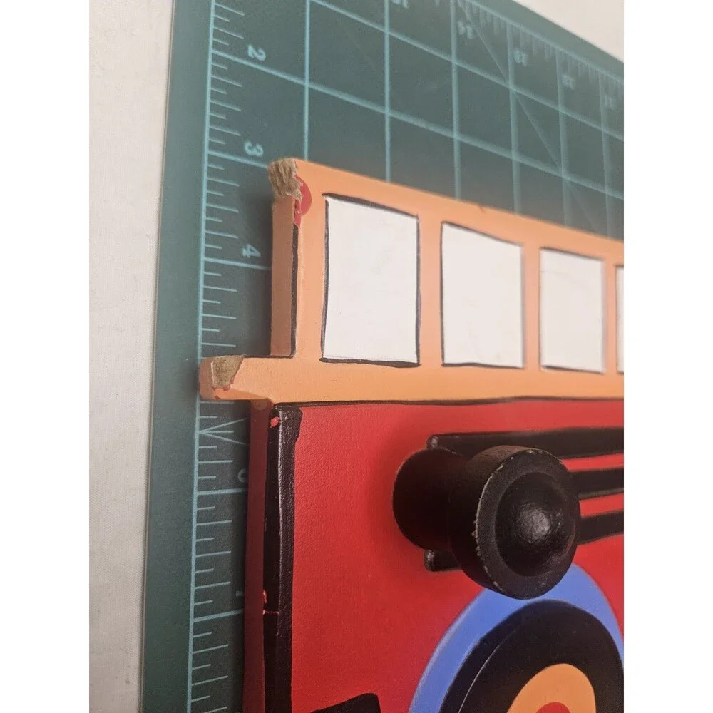 Vintage Wooden Fire Truck Wall Hook Mount